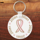 Roze lint borstkanker naam Jillian Sleutelhanger (Voorkant)