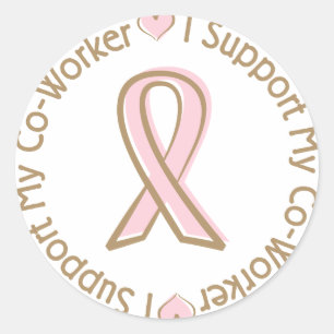Roze Lint Borstkanker Ondersteuning Co-werker Ronde Sticker