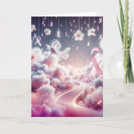 Roze lint borstkanker ondersteuning kaart (Voorkant)