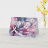 Roze lint borstkanker ondersteuning kaart (Gele Bloem)