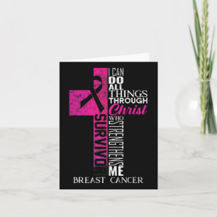 Roze lint borstkanker Overlevende Christelijke kru Kaart