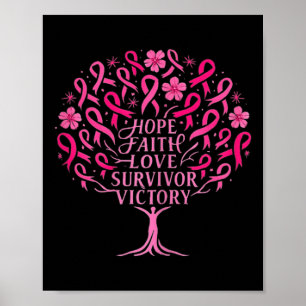 Roze lint Borstkanker Overlevende Hoop Geloof Lief Poster