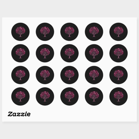 Roze lint Borstkanker Overlevende Hoop Geloof Lief Ronde Sticker (Vel)