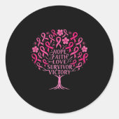 Roze lint Borstkanker Overlevende Hoop Geloof Lief Ronde Sticker (Voorkant)