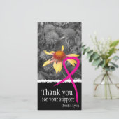 Roze Lint Borstkanker Steun Fotocard Bedankkaart (Staand voorkant)