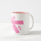 Roze lint - Borstkanker Tweekleurige Koffiemok (Voorkant rechts)