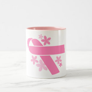 Roze lint - Borstkanker Tweekleurige Koffiemok