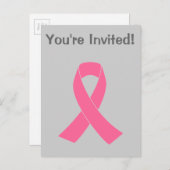 Roze lint - Borstkanker Uitnodiging Briefkaart (Voorkant / Achterkant)