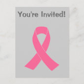 Roze lint - Borstkanker Uitnodiging Briefkaart