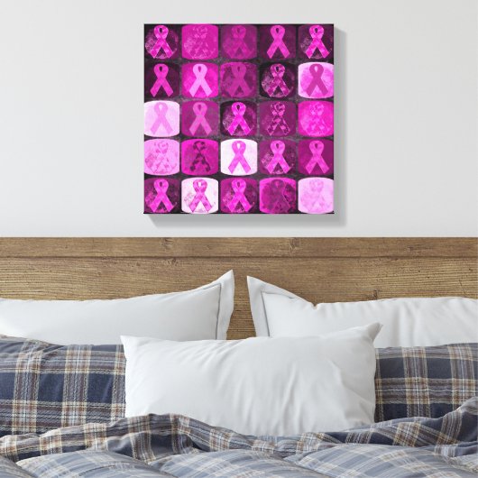 Roze lint, borstkankerbewustmakingscanvas canvas afdruk (Insitu (Slaapkamer))