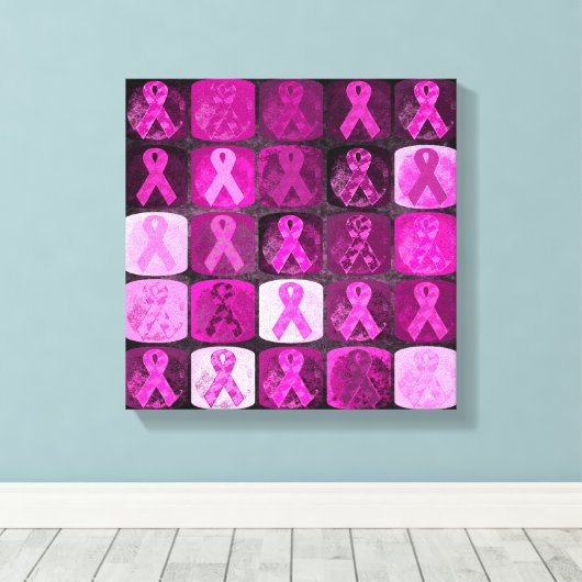 Roze lint, borstkankerbewustmakingscanvas canvas afdruk (Insitu (Houten vloer))