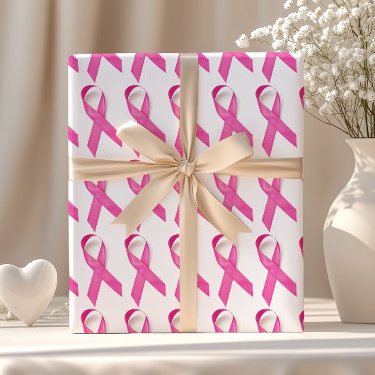 Roze Lint Borstkankerbewustzijn Cadeaupapier