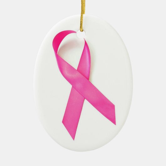 Roze Lint Borstkankerbewustzijn Keramisch Ornament (Voorkant)