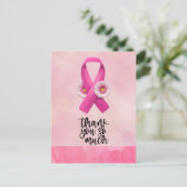 Roze Lint Borstkankerbewustzijn met Bloemen Briefkaart (Staand voorkant)
