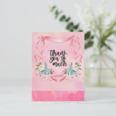 Roze Lint Borstkankerbewustzijn met Bloemen Briefkaart (Staand voorkant)