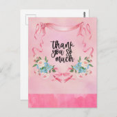 Roze Lint Borstkankerbewustzijn met Bloemen Briefkaart (Voorkant / Achterkant)