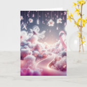 Roze lint borstkankerondersteuning kaart (Gele Bloem)