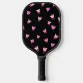 Roze lint-borstkankervoorlichting Butterflies Pickleball Paddle (Voorkant)