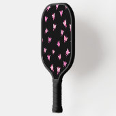 Roze lint-borstkankervoorlichting Butterflies Pickleball Paddle (Links)