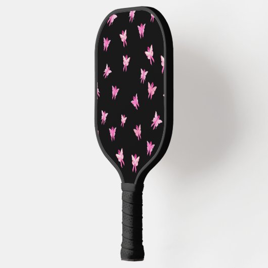 Roze lint-borstkankervoorlichting Butterflies Pickleball Paddle (Links)