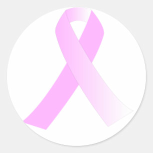 Roze lint borstkankerwaarschuwing ronde sticker