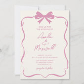Roze Lint Bow Coquette Stijlvolle Trendy Wedding Kaart (Voorkant)