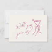 Roze Lint Bow Coquette Stijlvolle Trendy Wedding RSVP Kaartje (Voorkant)