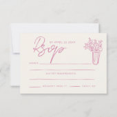 Roze Lint Bow Coquette Stijlvolle Trendy Wedding RSVP Kaartje (Achterkant)