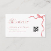 Roze Lint Bow QR Code Vrijgezellenfeest Registry Informatiekaartje (Voorkant)