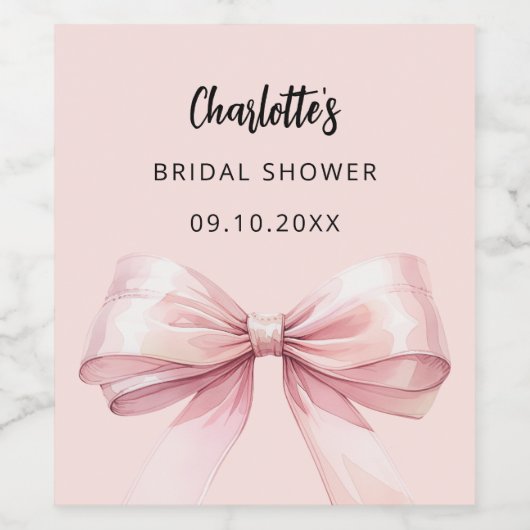 Roze lint Bruids Bruiloft Wijn Etiket (Enkel label)