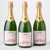 Roze lint Bruidsdouche Sparkling Wijnetiket (Flessen)