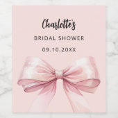 Roze lint Bruidsdouche Wijn Etiket (Enkel label)