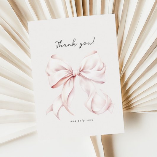 Roze lint bruidsfeest bedankkaart