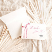 Roze Lint Bruidsfeest Bedankkaart