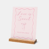Roze lint bruidsfeest Love is Sweet cadeautje Acryl Bord (Hoek)