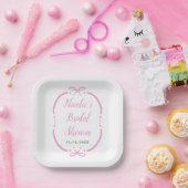 Roze Lint Bruidsfeest Papieren Bordje (Feest)