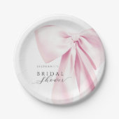Roze lint bruidsfeest papieren bordje (Voorkant)
