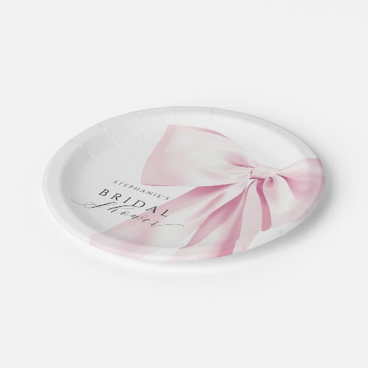 Roze lint bruidsfeest papieren bordje (Gekanteld)