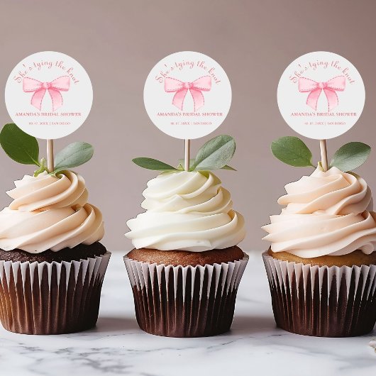 Roze lint bruidsmeisjes bruiloft ronde sticker