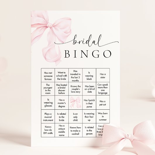 Roze Lint Bruiloft Bingo Spel Briefpapier