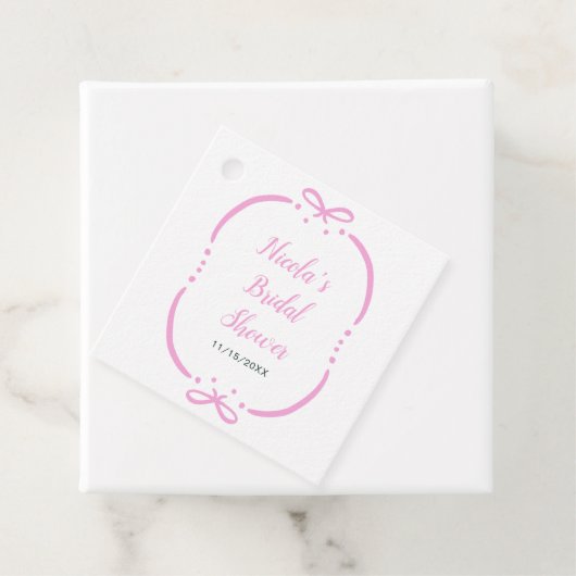 Roze lint bruiloft feest bedankjes labels (In situ)