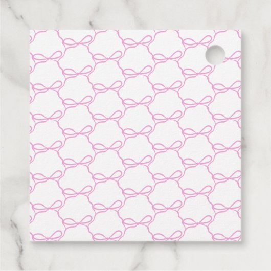 Roze lint bruiloft feest bedankjes labels (Achterkant)