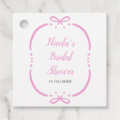 Roze lint bruiloft feest bedankjes labels (Voorkant)