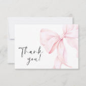 Roze Lint Bruiloft Feest Bedankkaart (Voorkant)