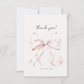 Roze Lint Bruiloft Feest Bedankkaart (Voorkant)