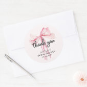 Roze Lint Bruiloft Feest Bedankt Ronde Sticker (Envelop)