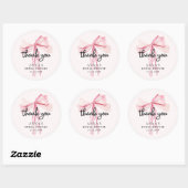 Roze Lint Bruiloft Feest Bedankt Ronde Sticker (Vel)