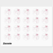 Roze Lint Bruiloft Feest Bedankt Ronde Sticker (Vel)