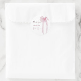 Roze Lint Bruiloft Feest Bedankt Ronde Sticker