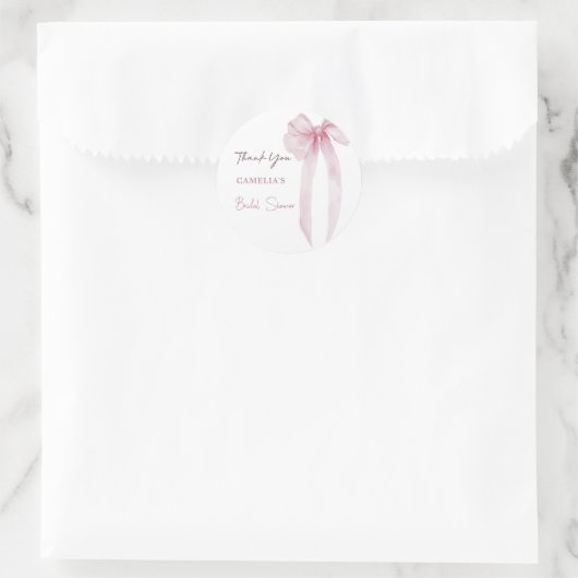 Roze Lint Bruiloft Feest Bedankt Ronde Sticker (Tas)